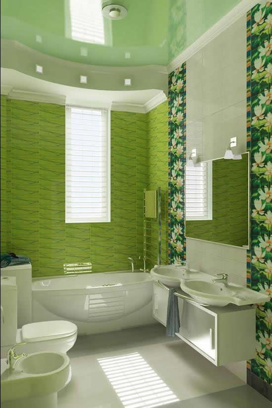 Зеленая ванная комната