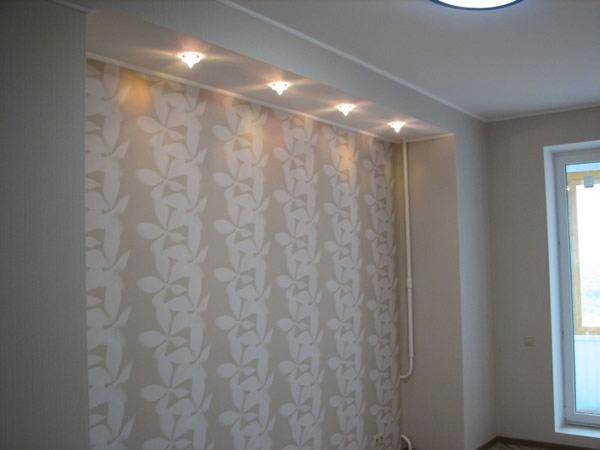 Вариант ниши из гипсокартона со светильниками