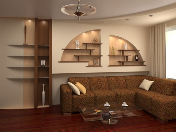 Интерьер с нишей в гипсокартоне