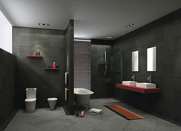 Черная плитка в ванной