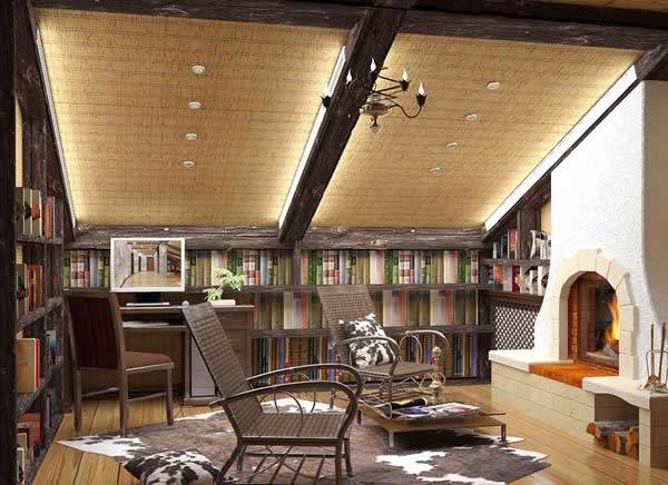 Контрастные цвета доски и стропил