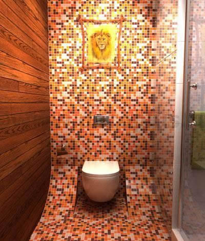 Мозаичная плитка в отделке туалета