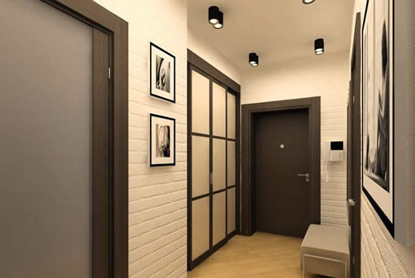 Дизайн коридора: кирпичные стены