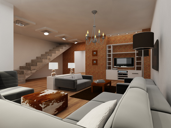 Гостиная на первом этаже таунхауса