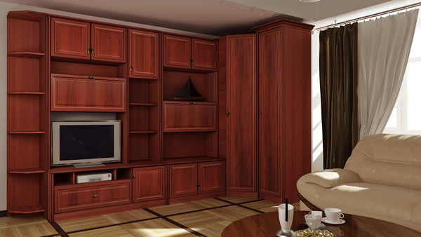 Интерьер с модульной угловой гостиной