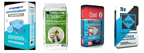 Клей и затирки для кладки плитки в бассейне