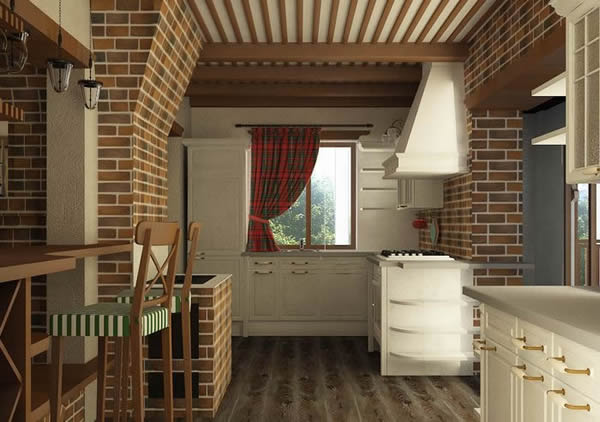 Кухня загородного дома в стиле кантри