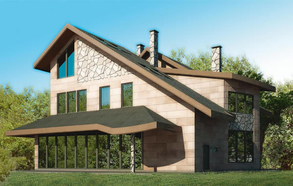 Облицовка газобетонного дома керамогранитом