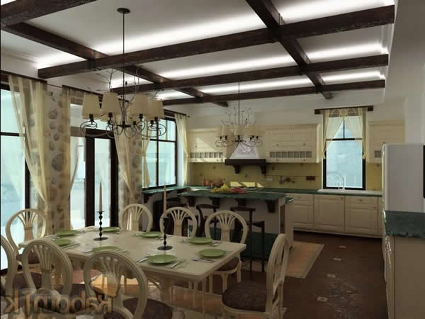 Оригинальная деревянная потолочная конструкция