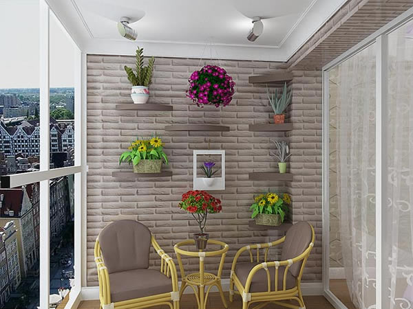 Декорирование лоджии декоративным камнем