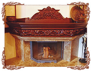 Отделка камина деревом