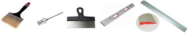 Инструменты, необходимые для оштукатуривания откоса