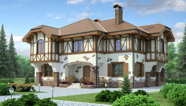 Отделка фасада дома в фахверк стиле