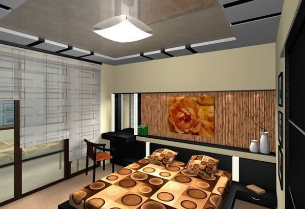 Отделка ниши бамбуковым покрытием