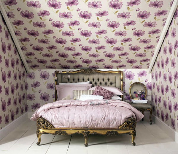 Дизайн отделки потолков обоями