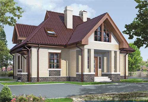 Вариант комбинированной наружной отделки дома