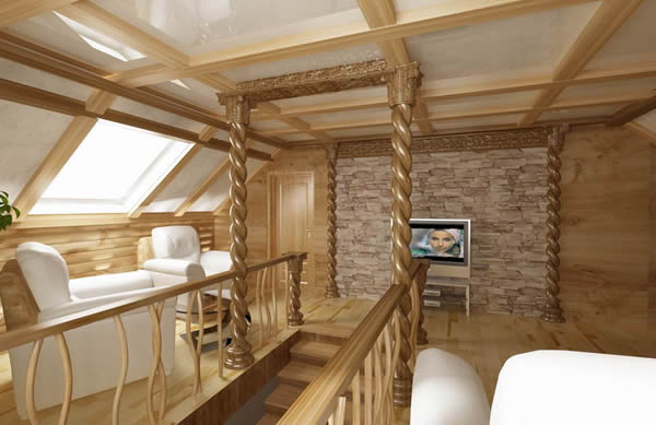 Сочетание вагонки с камнем и стеклом