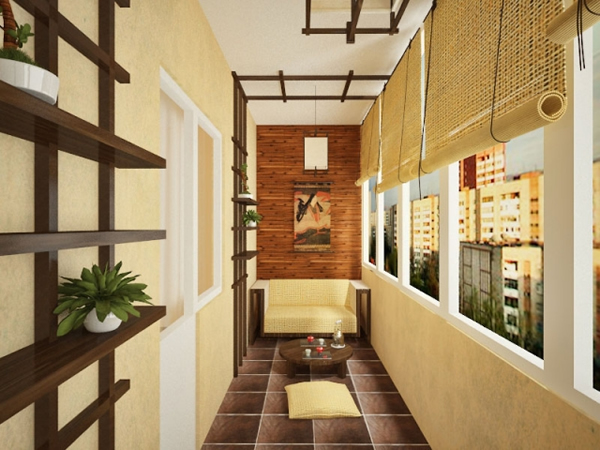 Структурная штукатурка на стенах балкона