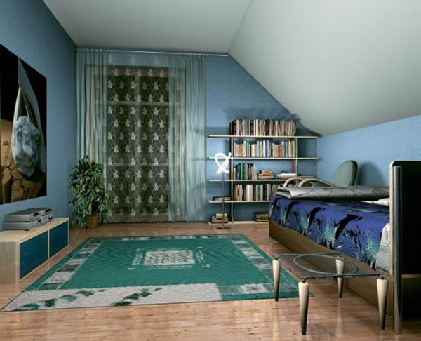 Структурная штукатурка на стенах мансарды