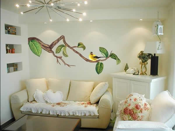 Дизайн стены с жидкими обоями