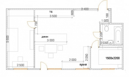 Вариант перепланировки хрущевки в панельном доме. После