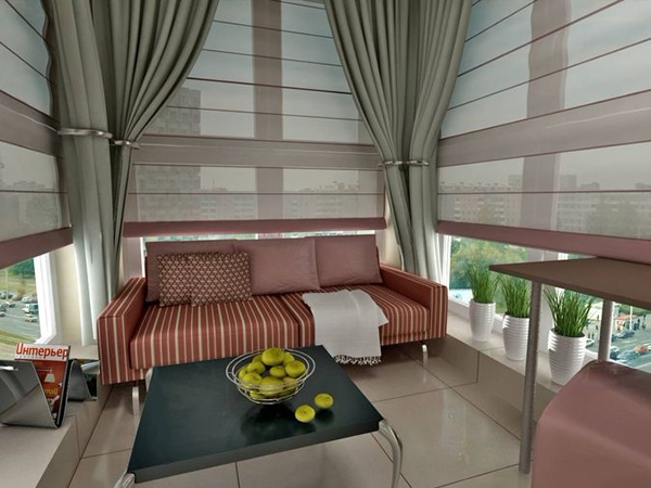 Дизайнерский вариант отделки балкона-террасы